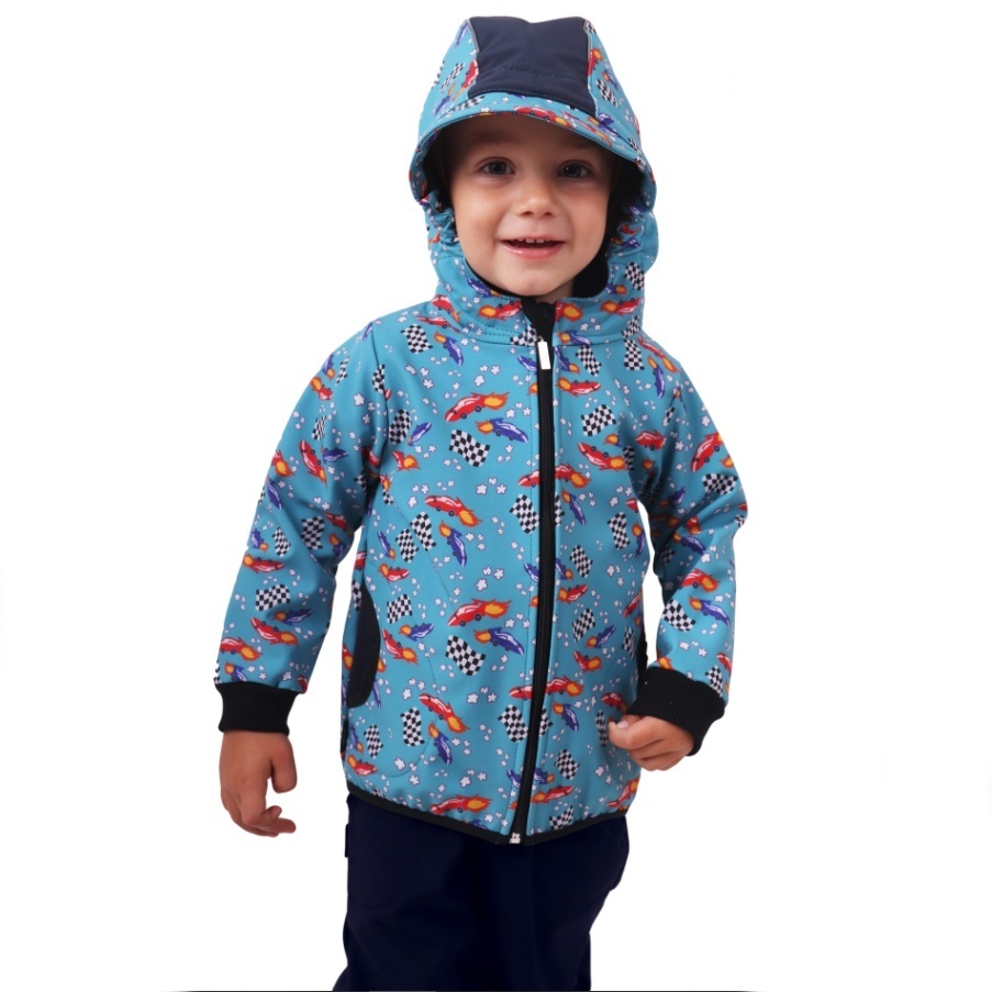 Dětská softshellová bunda s fleecem JOŽÁNEK raketové auťáky